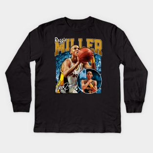 Reggie Miller Choke Sign Basketball Legend Signature Vintage Retro 80s 90s Bootleg Rap Style Kids Long Sleeve T-Shirt